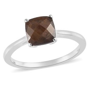 Chocolate Sapphire Solitaire Ring in Sterling Silver (Size 7) 1.85 carats